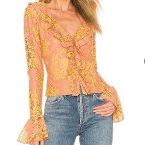 NWT Majorelle bell sleeve ruffle blouse